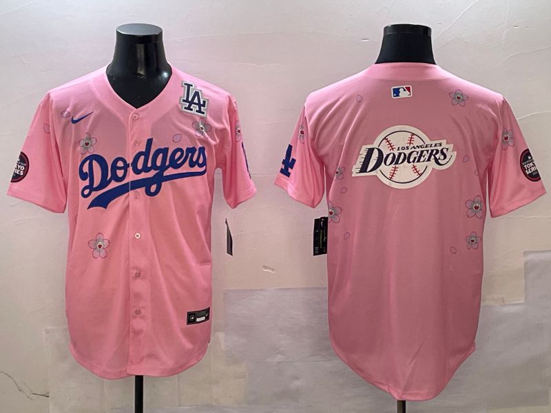 Men Los Angeles Dodgers Blank Pink Sakura Edition 2025 Nike MLB Jersey style 29
